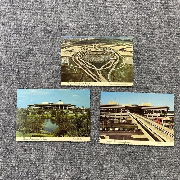 Vintage Tampa International Airport Postcard‎ lot Of 3 Unposted RPPCs Tom Brown - Picture 1 of 13